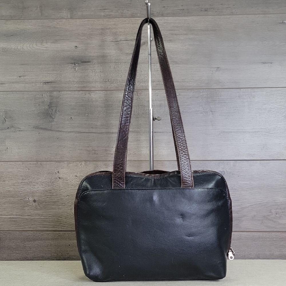 Orvis Black Leather Shoulder Bag Handbag Purse Tote Satchel